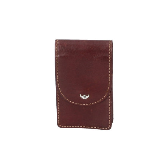 Kartenetui|Visitenkarten Golden Head 6,5 x 11cm in Braun aus Leder - leder-accessoires.com