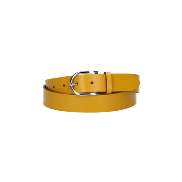 Ledergürtel 30mm in Gelb|Senfgelb mit Dornschließe in Silber - leder-accessoires.com