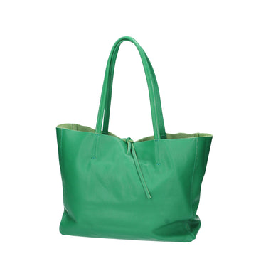 Shopper im Querformat 35x12x30cm in Grün aus Leder - leder-accessoires.com