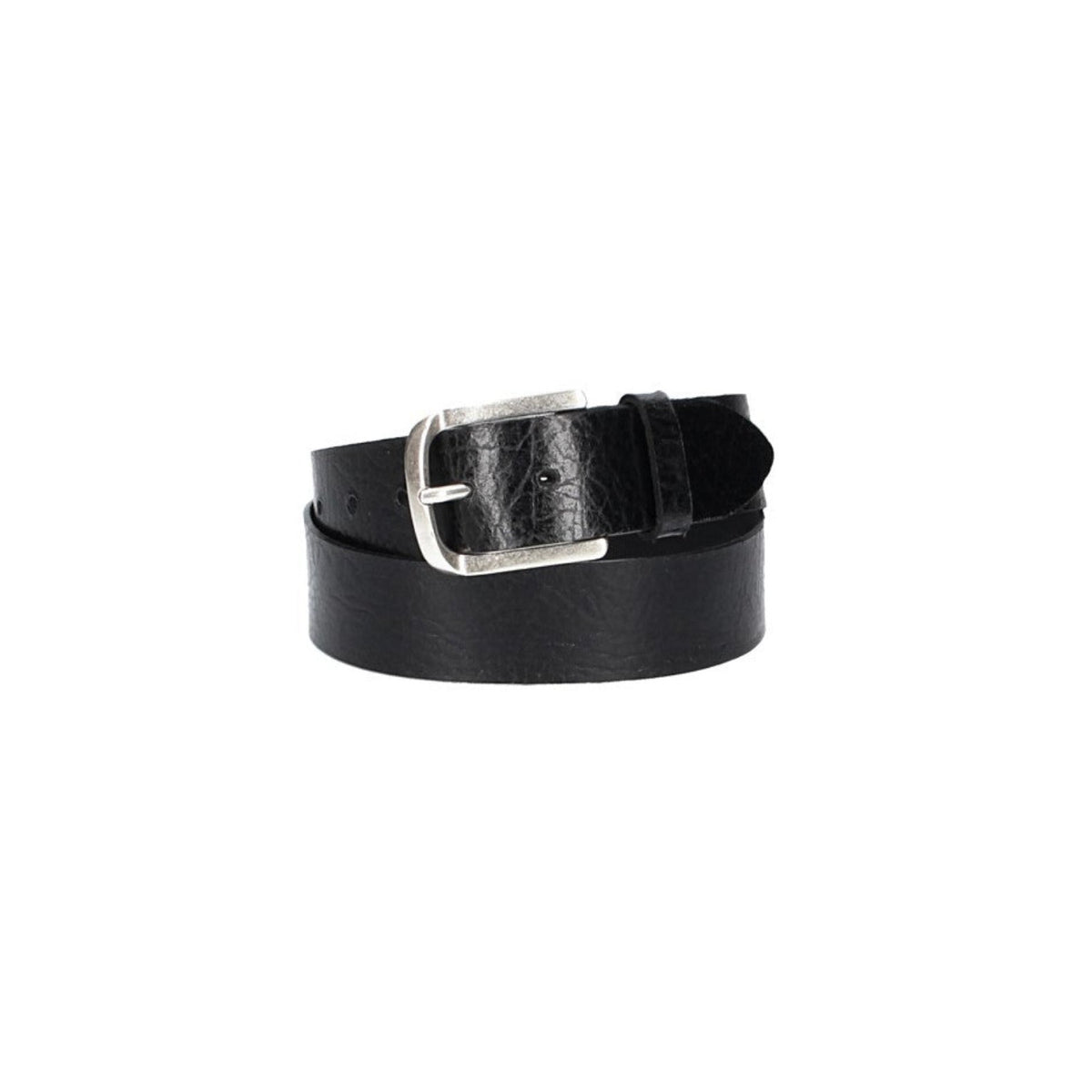 Ledergürtel 40mm Schwarz gecrashte Optik mit Dornschließe in Silber - leder-accessoires.com
