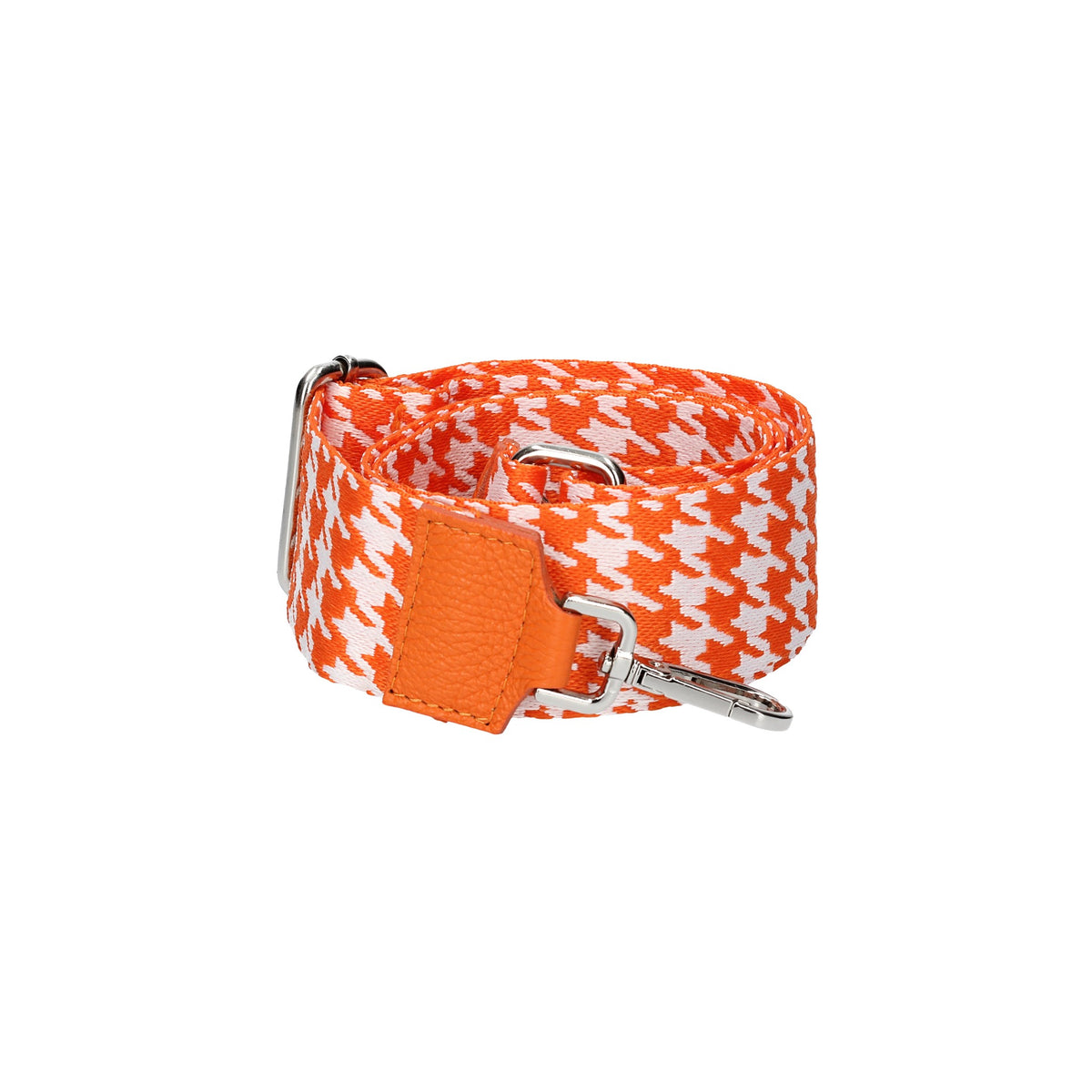 Taschenriemen|Wechselriemen Orange| Gemustert mit Karabiner Silber - leder-accessoires.com