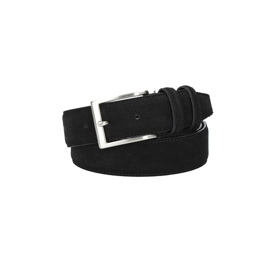 Herren-|Anzugsgürtel 35mm Nappa abgenäht in Schwarz aus Leder - leder-accessoires.com