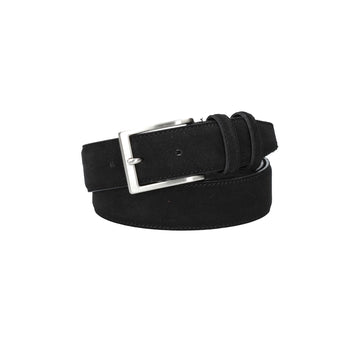 Herren-|Anzugsgürtel 35mm Nappa abgenäht in Schwarz aus Leder - leder-accessoires.com