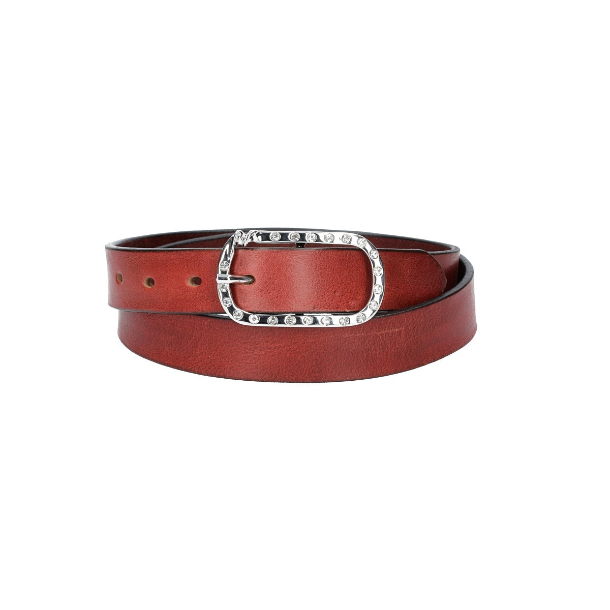 Ledergürtel 30mm in Rot mit Strass-Schließe in Silber - leder-accessoires.com