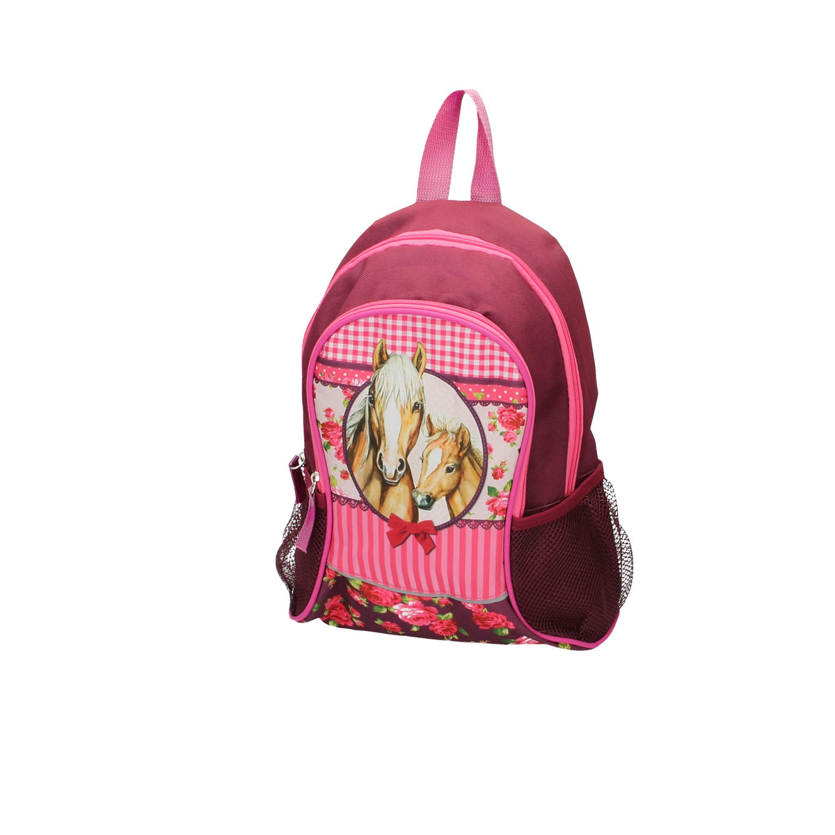Kinderrucksack " Pferd " 26x10x35cm in Pink - leder-accessoires.com