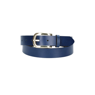 Ledergürtel 30mm in Blau mit Dornschließe in Gold - leder-accessoires.com