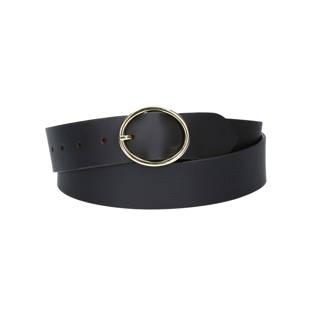 Ledergürtel Schwarz 40mm mit goldener Vollschließe - leder-accessoires.com