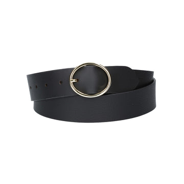 Ledergürtel Schwarz 40mm mit goldener Vollschließe - leder-accessoires.com