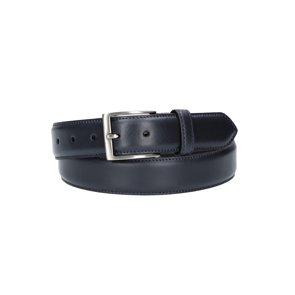 Herren-|Anzugsgürtel 35mm in Blau abgenäht aus Vollrindleder bombiert - leder-accessoires.com