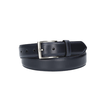 Herren-|Anzugsgürtel 35mm in Blau abgenäht aus Vollrindleder bombiert - leder-accessoires.com