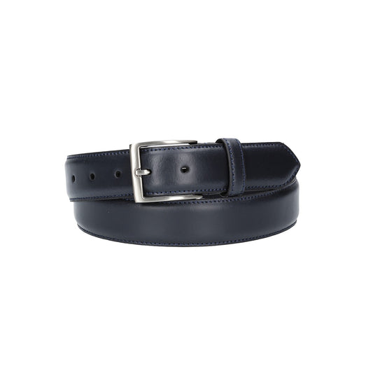 Herren-|Anzugsgürtel 35mm in Blau abgenäht aus Vollrindleder bombiert - leder-accessoires.com