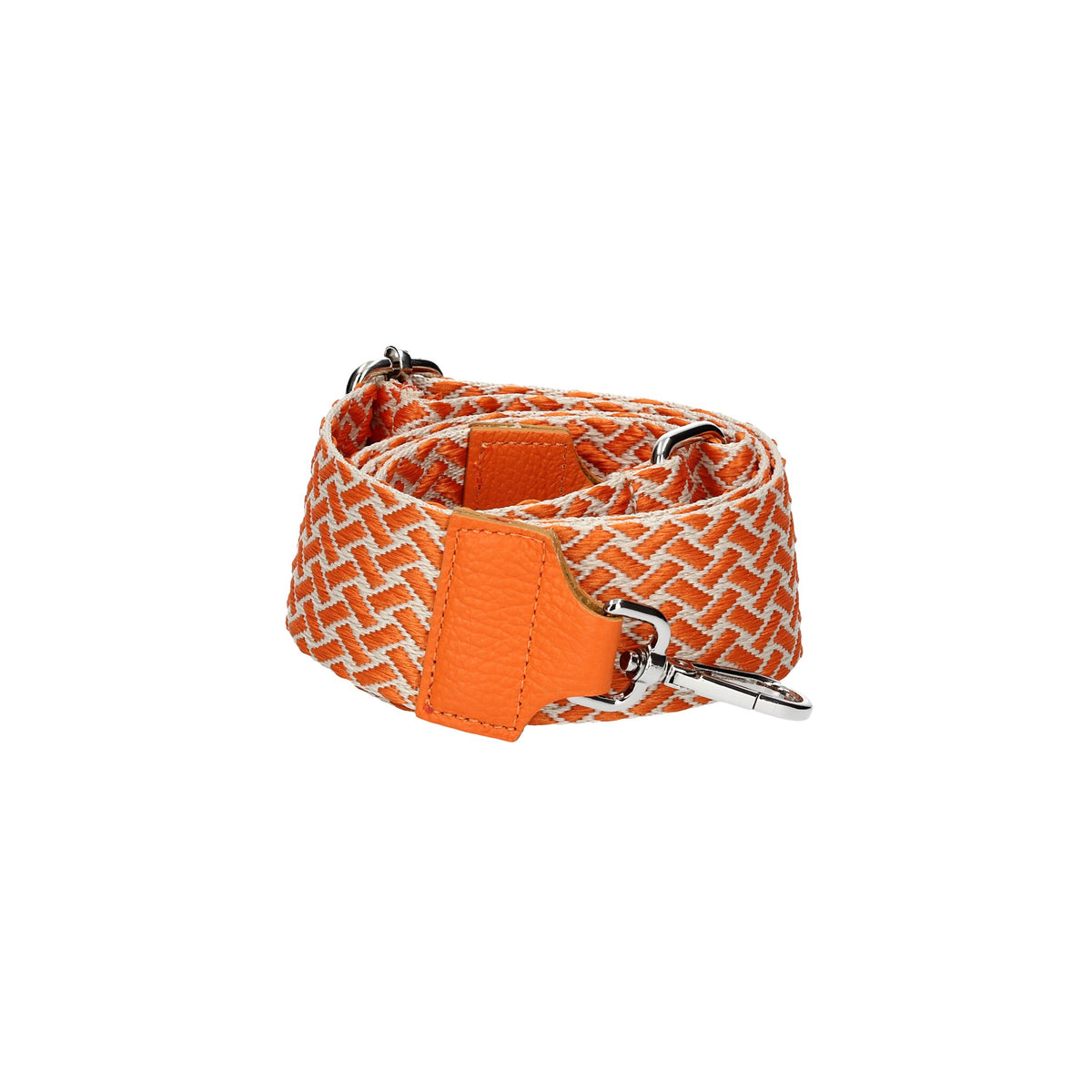 Taschenriemen|Wechselriemen Orange mit Karabiner Silber - leder-accessoires.com