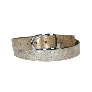 Ledergürtel Gold|Beige 30mm mit Dornschließe in Silber - leder-accessoires.com