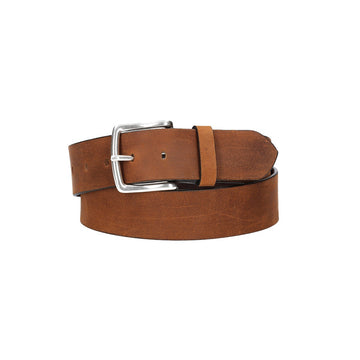 Ledergürtel Cognac 45mm mit Dornschließe in Silber - leder-accessoires.com