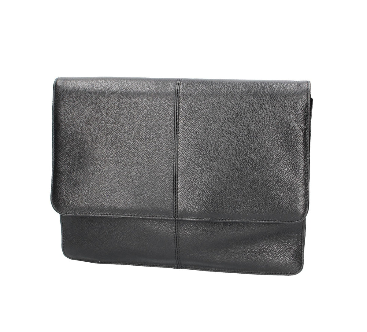 Schreib-|Dokumentenmappe A4 in Schwarz mit Überschlag - leder-accessoires.com