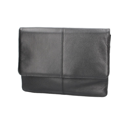Schreib-|Dokumentenmappe A4 in Schwarz mit Überschlag - leder-accessoires.com