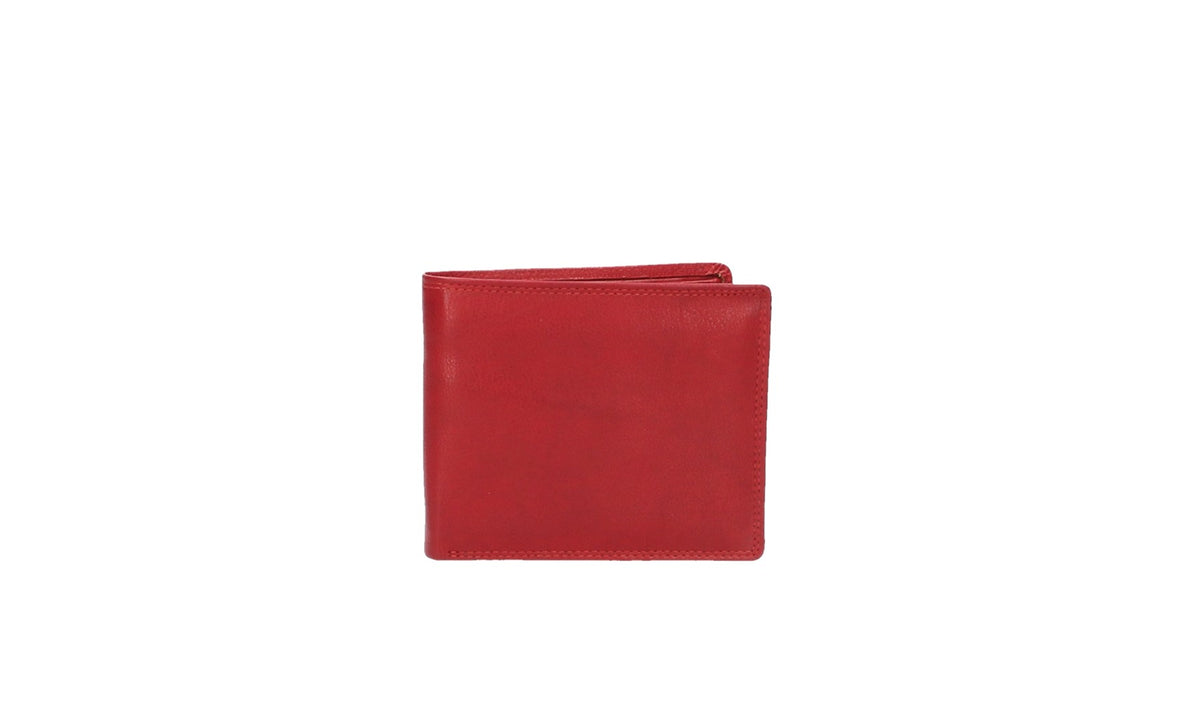 Geldbörse Querformat mit Reißverschluss in Rot aus Leder - leder-accessoires.com