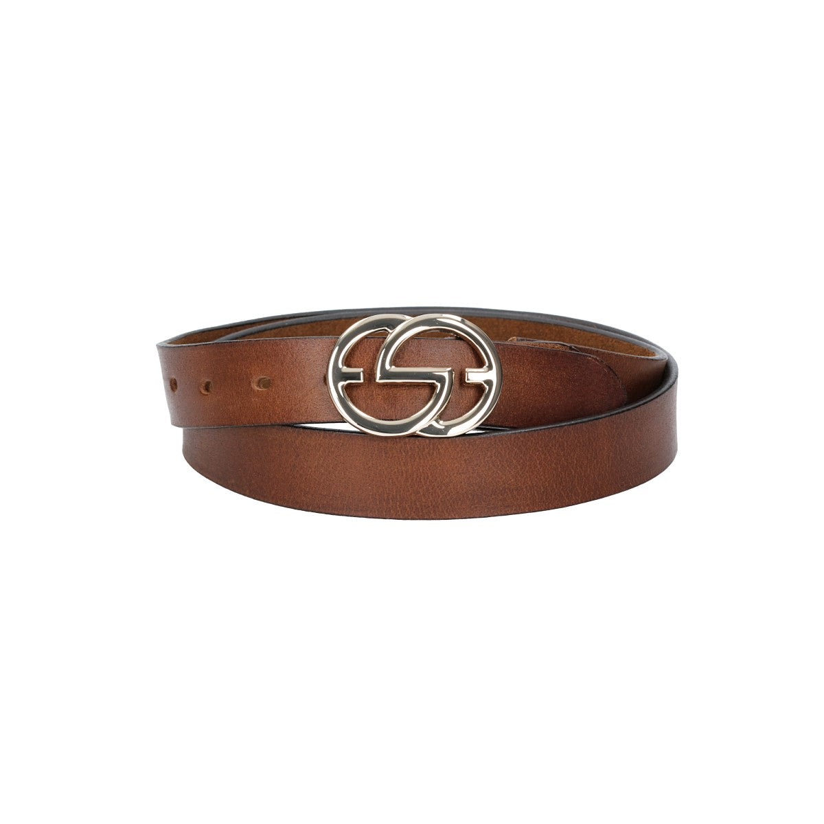 Ledergürtel 30mm in Braun mit GG-Schließe in Light Gold - leder-accessoires.com