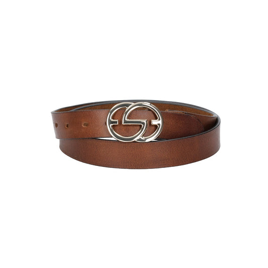 Ledergürtel 30mm in Braun mit GG-Schließe in Light Gold - leder-accessoires.com