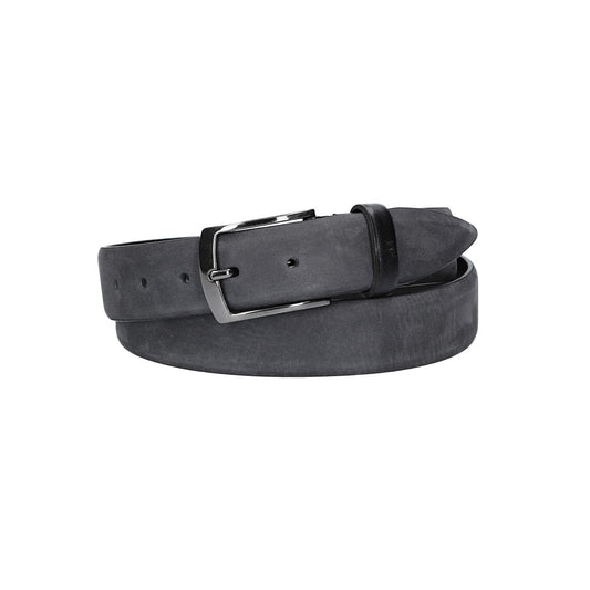 Herren-|Anzugsgürtel 35mm in Schwarz aus Nubukleder bombiert - leder-accessoires.com