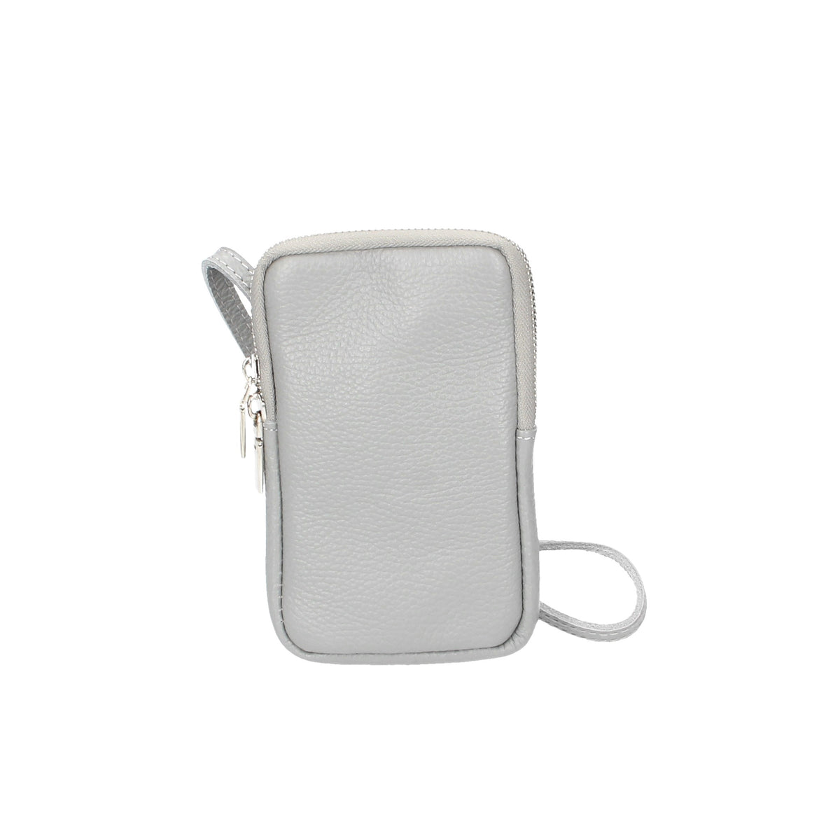 Handytasche 16x10cm in Hellgrau aus Leder - leder-accessoires.com