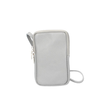 Handytasche 16x10cm in Hellgrau aus Leder - leder-accessoires.com
