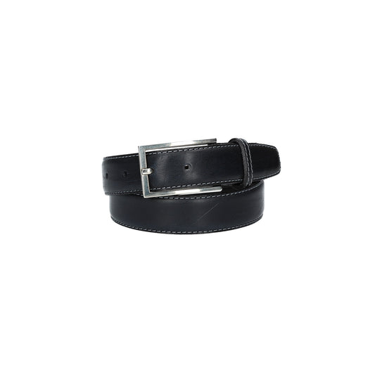 Ledergürtel Kids Blau 25mm und weiß abgenäht mit Schließe Silber - leder-accessoires.com