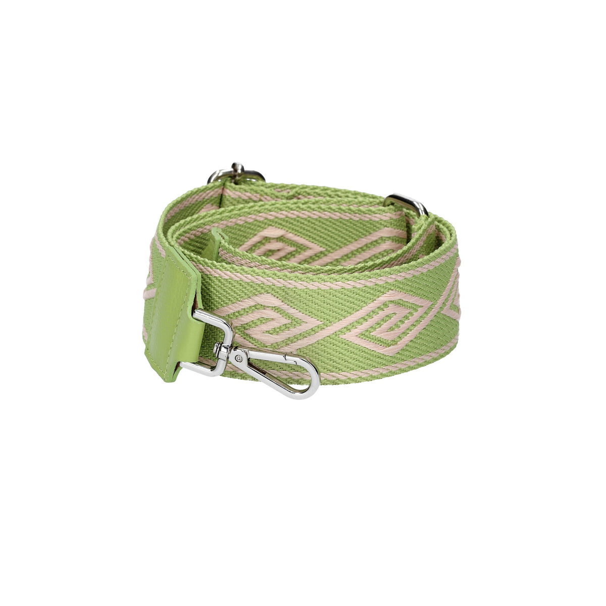 Taschenriemen|Wechselriemen in Grün Raute mit Karabiner Silber - leder-accessoires.com