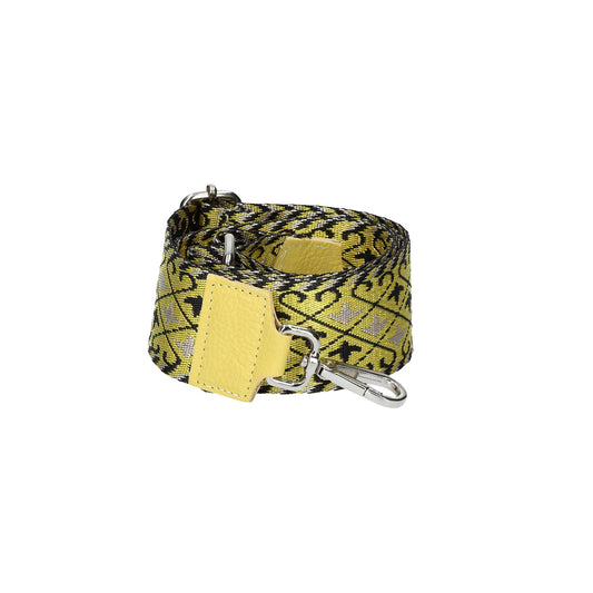 Taschenriemen|Wechselriemen Gelb|Muster mit Karabiner Silber - leder-accessoires.com