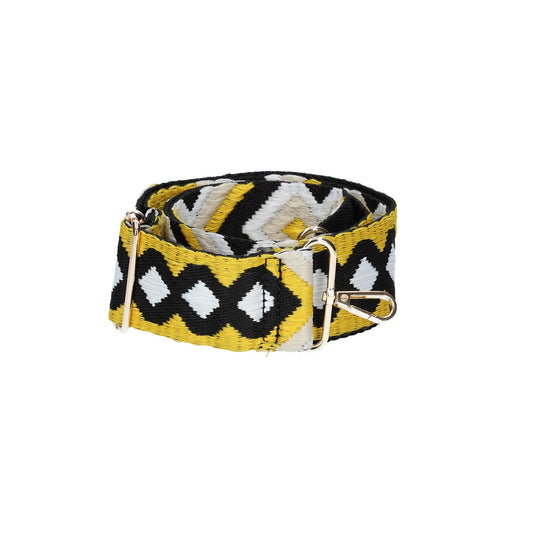 Taschenriemen|Wechselriemen Gelb Boho-Style mit Karabiner Gold - leder-accessoires.com