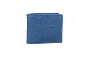 Geldbörse Querformat mit Reißverschluss in Blau aus Leder - leder-accessoires.com
