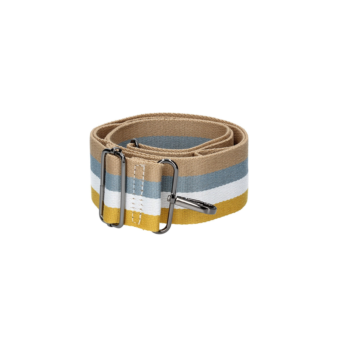Taschenriemen|Wechselriemen gestreift mit Karabiner Schwarz - leder-accessoires.com