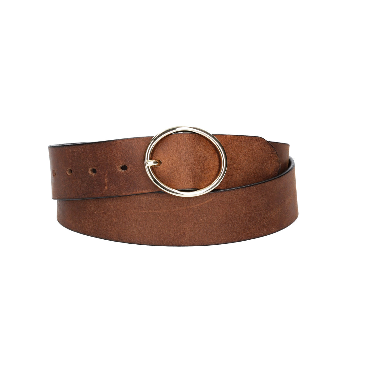 Ledergürtel Cognac 40mm mit goldener Vollschließe - leder-accessoires.com