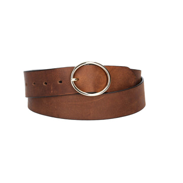 Ledergürtel Cognac 40mm mit goldener Vollschließe - leder-accessoires.com