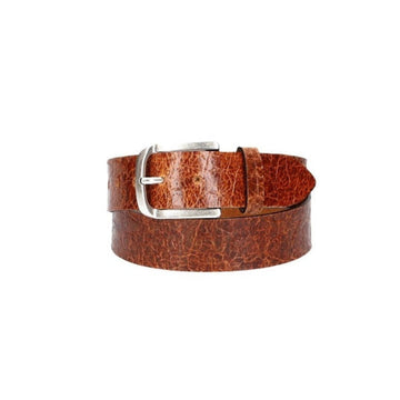 Ledergürtel 40mm Cognac Krokoprägung mit Dornschließe in Silber - leder-accessoires.com