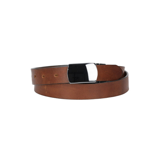 Ledergürtel Cognac 30mm mit Koppelschließe in glänzend Schwarz - leder-accessoires.com