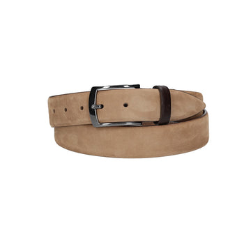 Herren-|Anzugsgürtel 35mm in Taupe aus Nubukleder bombiert - leder-accessoires.com