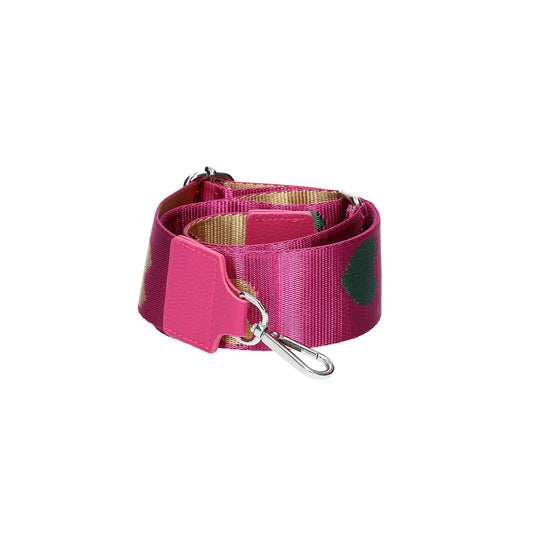 Taschenriemen|Wechselriemen in Pink Herzen mit Karabiner Silber - leder-accessoires.com