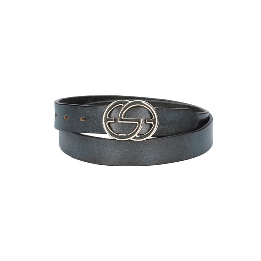 Ledergürtel 30mm in Blau mit GG-Schließe in Light Gold - leder-accessoires.com