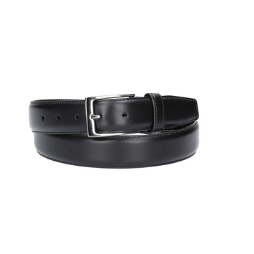 Herren-|Anzugsgürtel 35mm bombiert und abgenäht in Schwarz mit Dornschließe - leder-accessoires.com