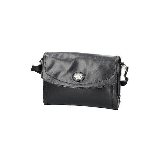 Umhängetasche The Bridge 26x6x18cm in Schwarz mit Überschlag - leder-accessoires.com