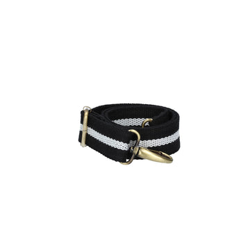 Taschenriemen|Wechselriemen in Schwarz Weiss mit Karabiner Gold - leder-accessoires.com