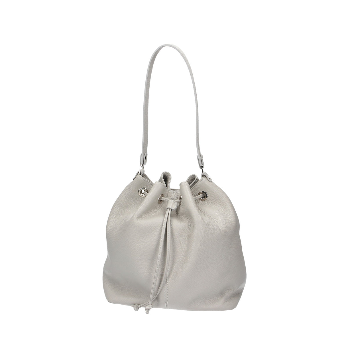 Beuteltasche 26x15x25cm in Hellgrau|Perla aus Leder - leder-accessoires.com