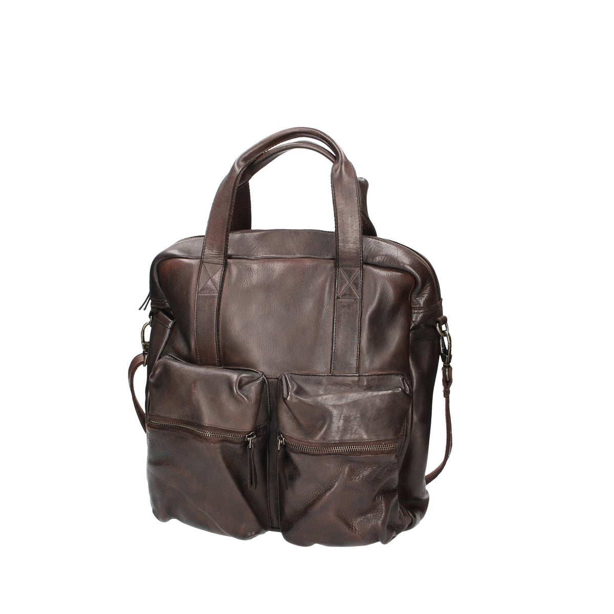 SALE Ledertasche in Braun mit Reißverschluss und zwei Vortaschen - leder-accessoires.com