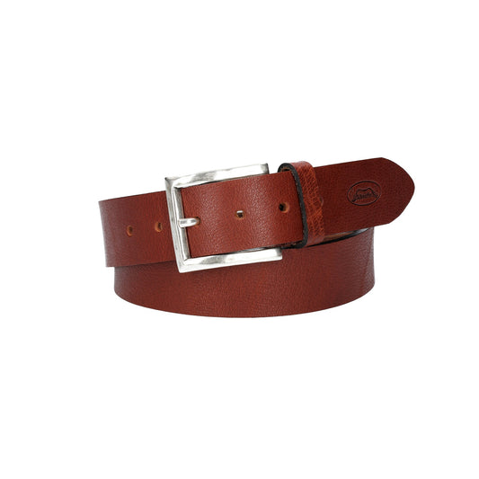 Ledergürtel|Albbüffel in Cognac 40mm mit Dornschließe in Silber - leder-accessoires.com