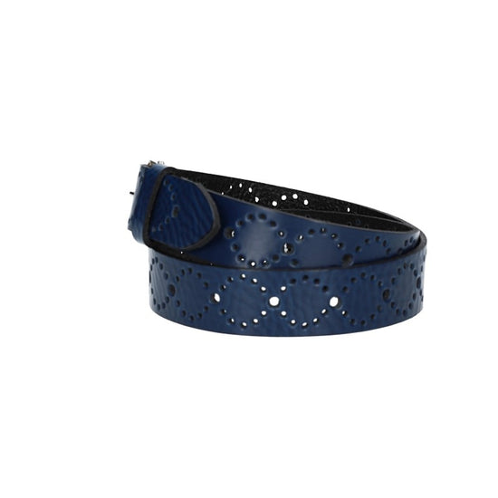 Ledergürtel Kids 25mm in Dunkelblau mit Lochmuster und Rollschließe in Silber - leder-accessoires.com