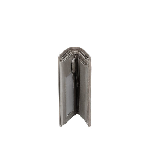Geldbörse Hochformat mit Riegel in Hellgrau aus Leder - leder-accessoires.com