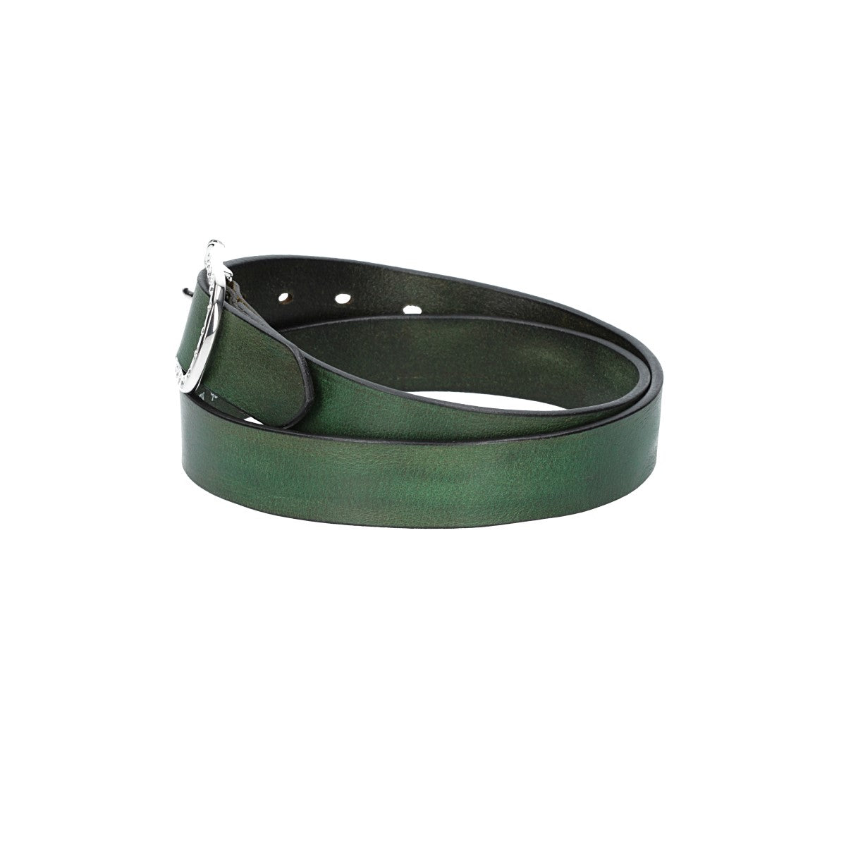 Ledergürtel 30mm in Grün mit Strass-Schließe in Silber - leder-accessoires.com