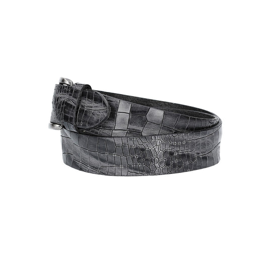 Ledergürtel 40mm in Anthrazit mit Kroko-Optik und dunkler Schließe - leder-accessoires.com