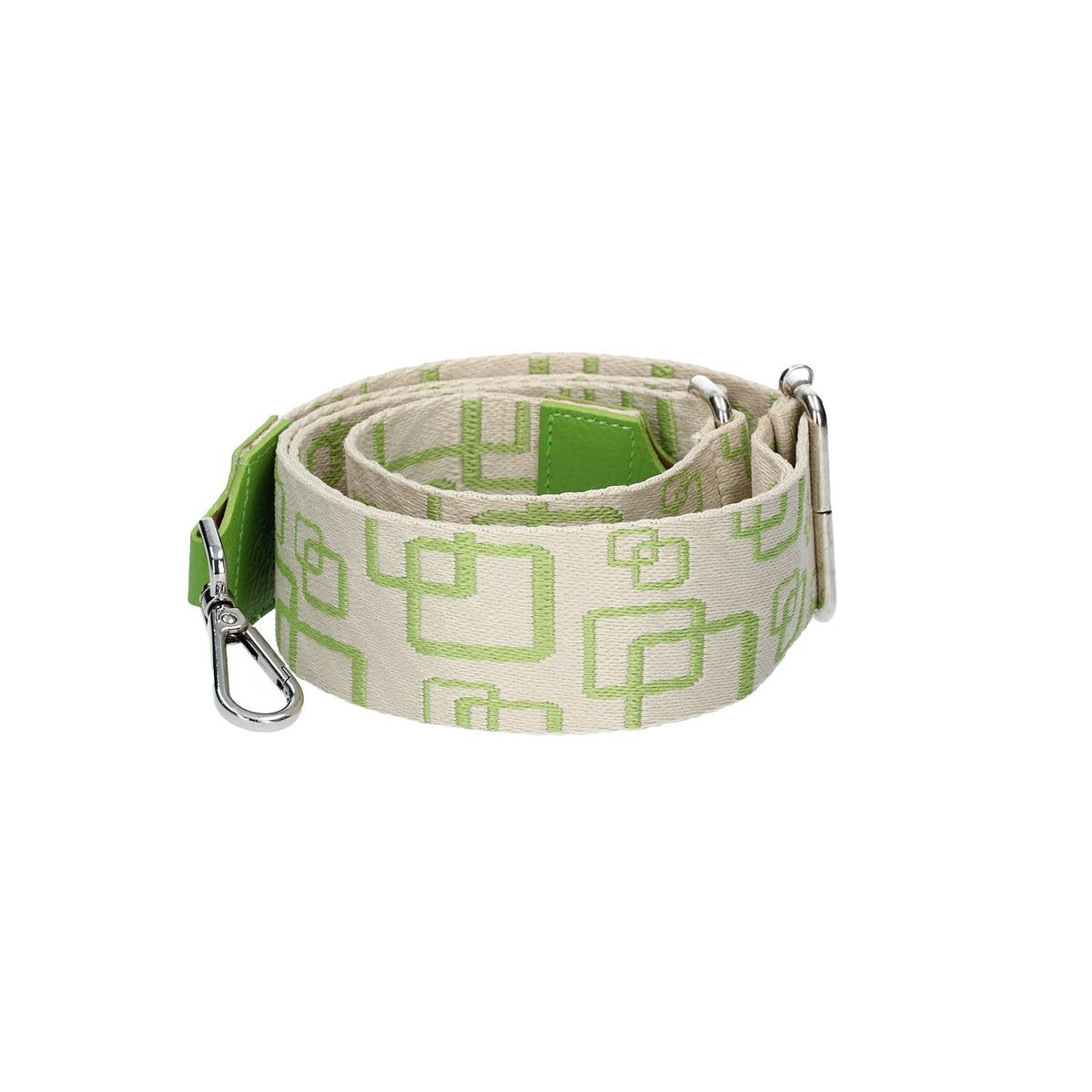 Taschenriemen|Wechselriemen in Grün Quadrat mit Karabiner Silber - leder-accessoires.com